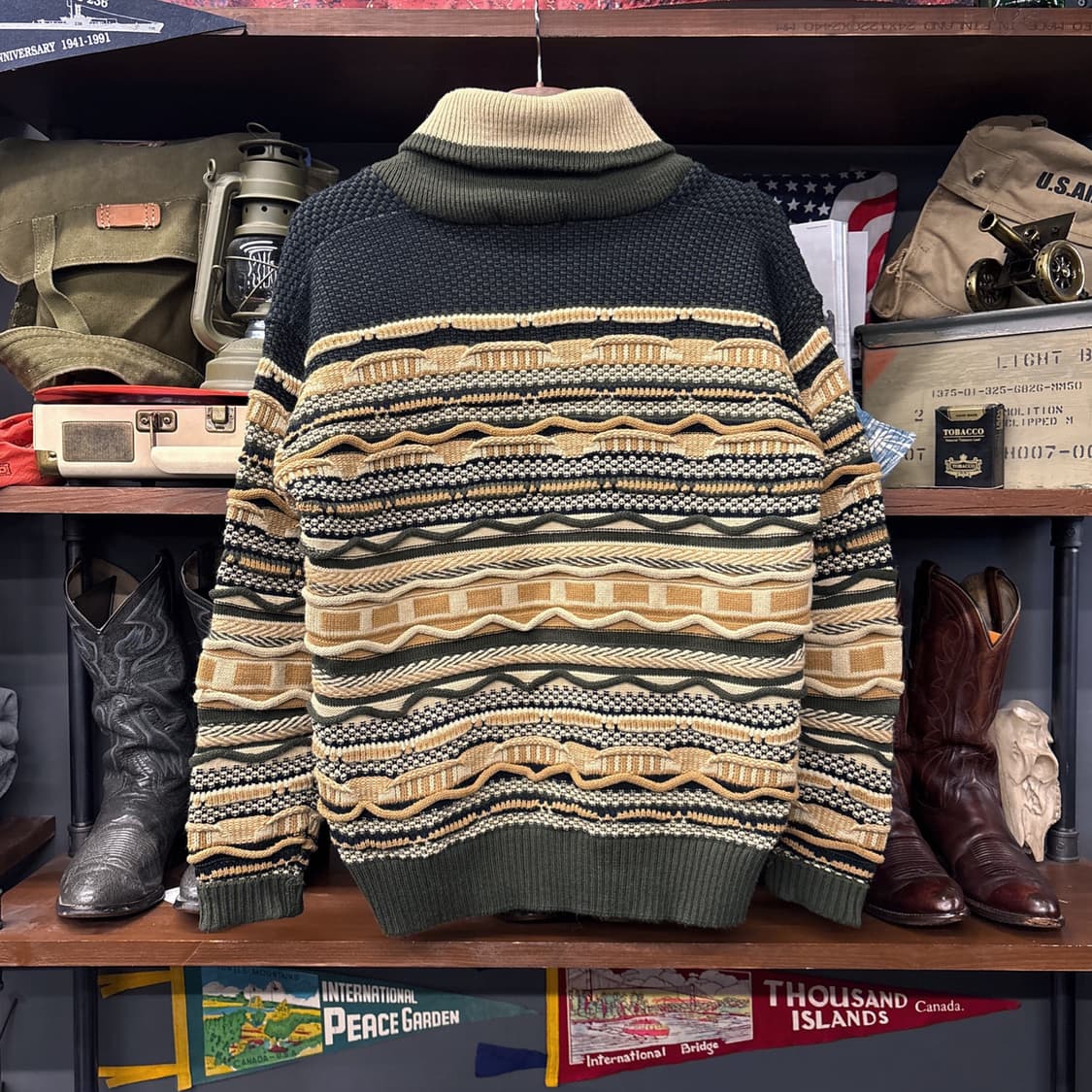 빈티지 에스닉 엠보싱 쿠지패턴 숄카라 스웨터 N157 상품이미지2