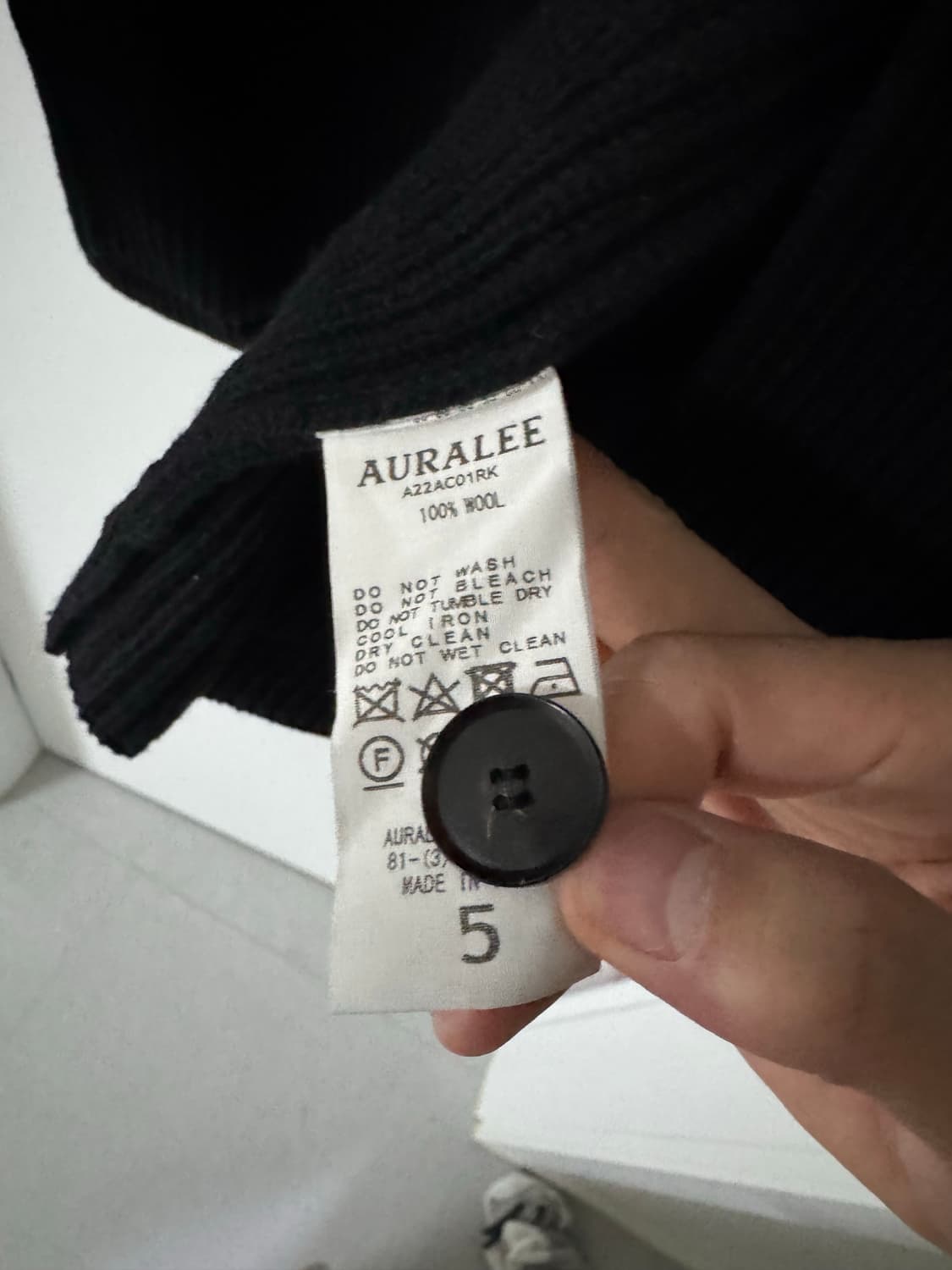 <5> 오라리 립 니트 울 가디건 블랙 상품이미지4