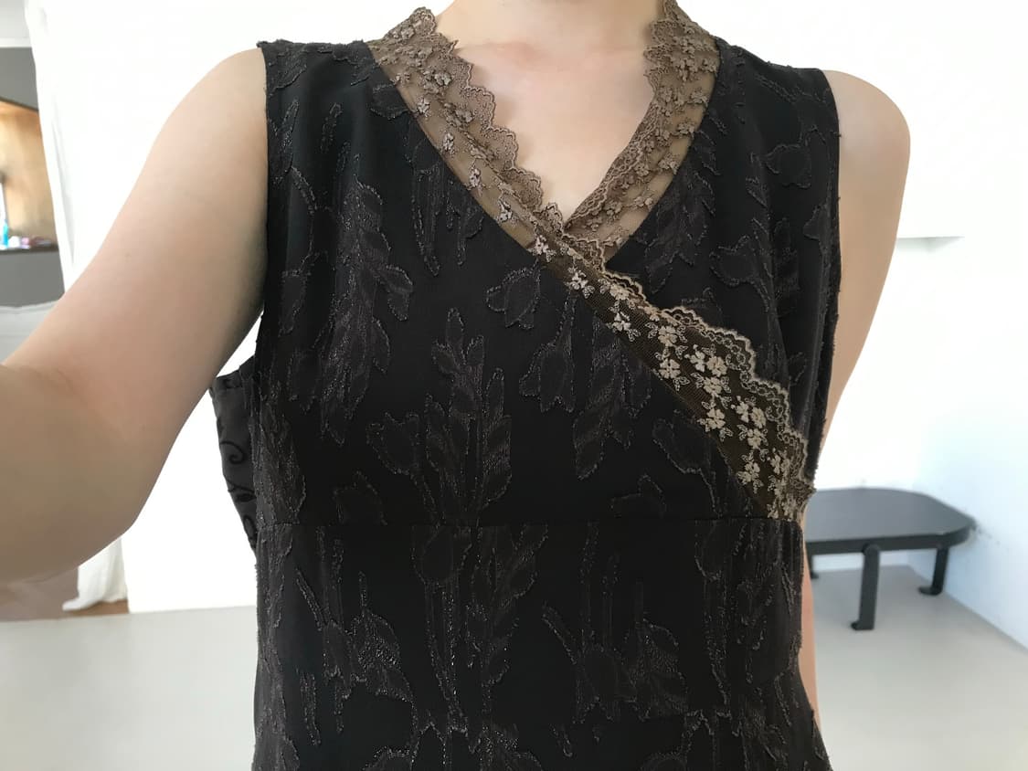 vintage brown pattern lace one-piece 상품이미지1