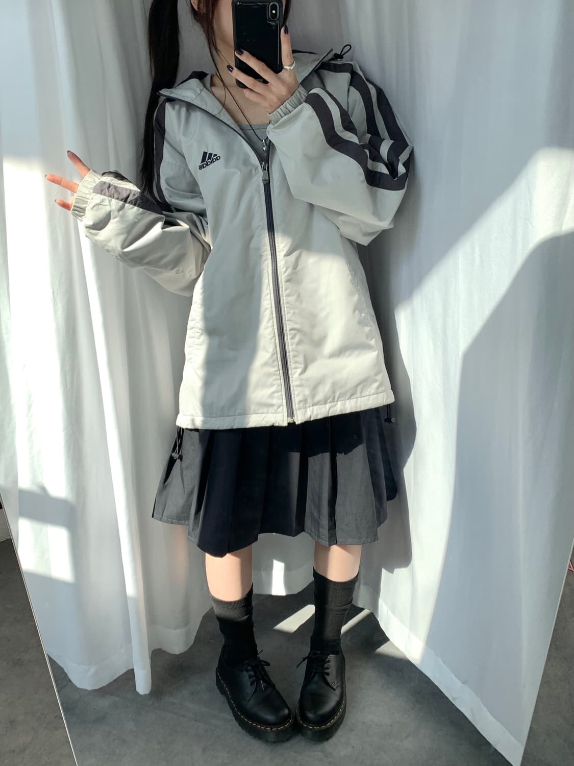 Adidas 올드 아디다스 사이드라인 영그레이 후드 바람막이 자켓  상품이미지2