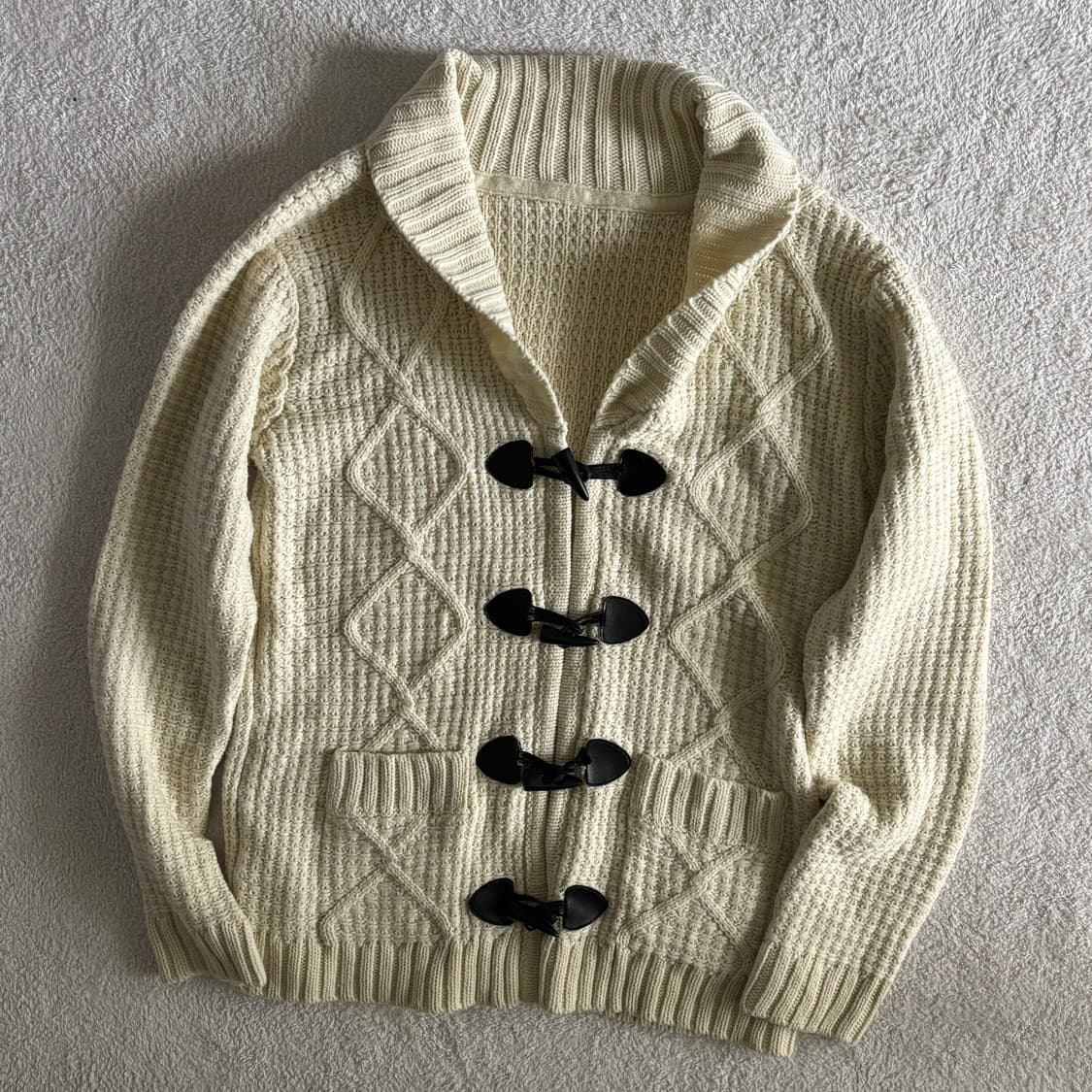 일본빈티지 아이보리 꽈배기 니트 떡코 가디건 상품이미지1