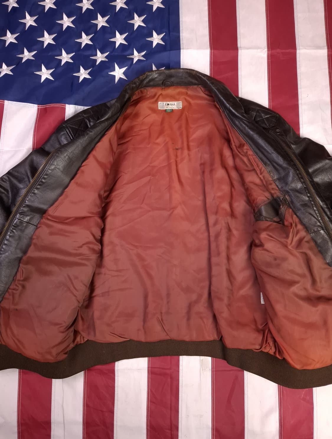 80's 국내산 미공군 A-2 TYPE 리얼레더 항공자켓 상품이미지8