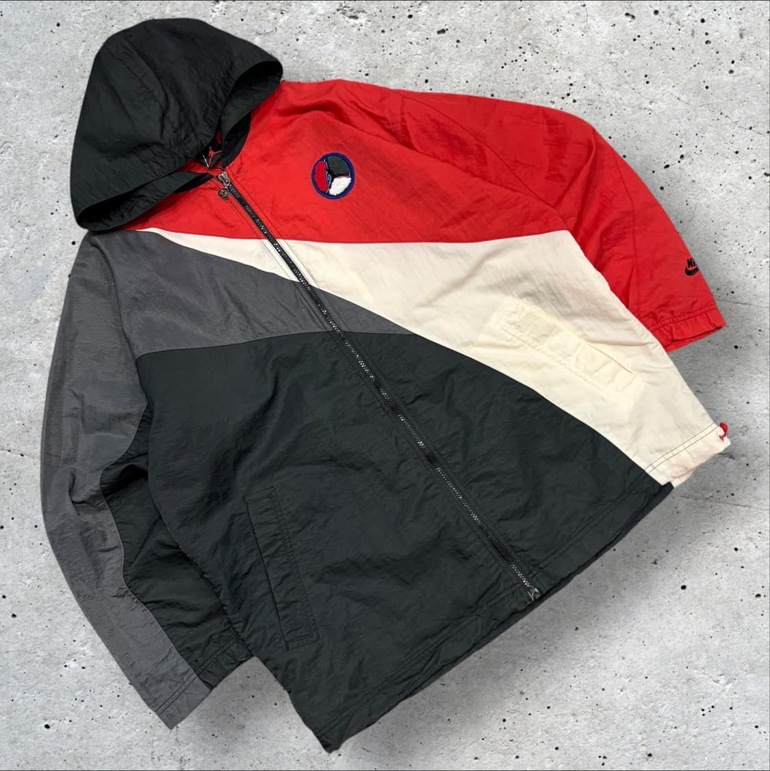 90s 나이키 조던 바람막이 후드 자켓 레드/블랙/화이트 C449 상품이미지1