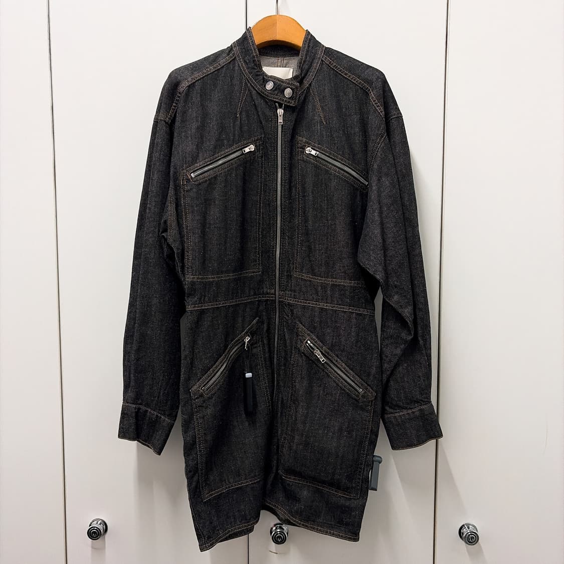 (정품/새상품) 이자벨마랑 여성 블랙 데님 집업 드레스 상품이미지1