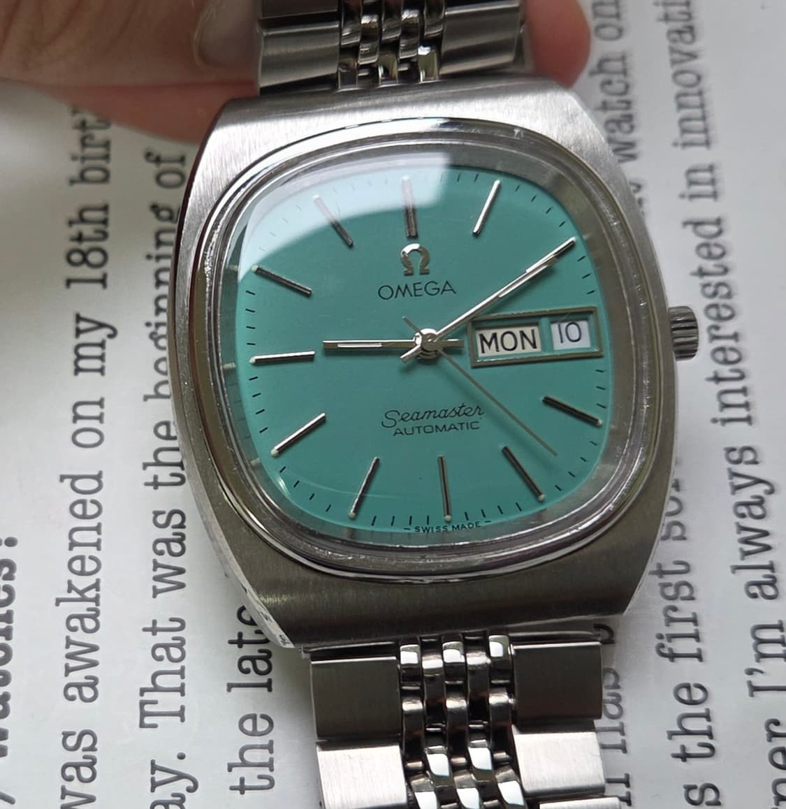 빈티지 오메가 씨마스터 테레비 애플민트 데이데이트 (일자형 브슬 ver) 상품이미지1