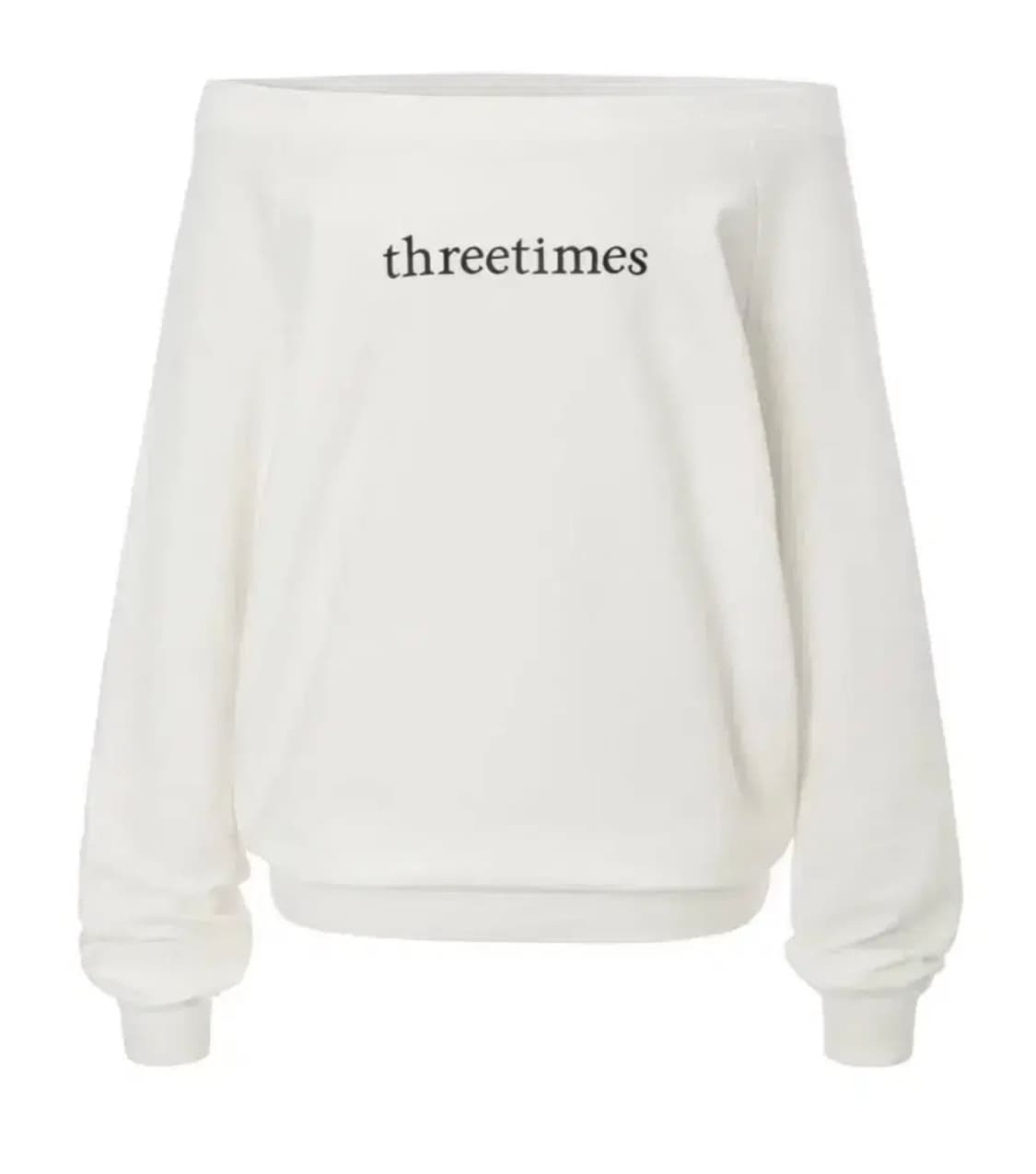 쓰리타임즈 베이직 로고오프 탑 M 화이트 상품이미지1