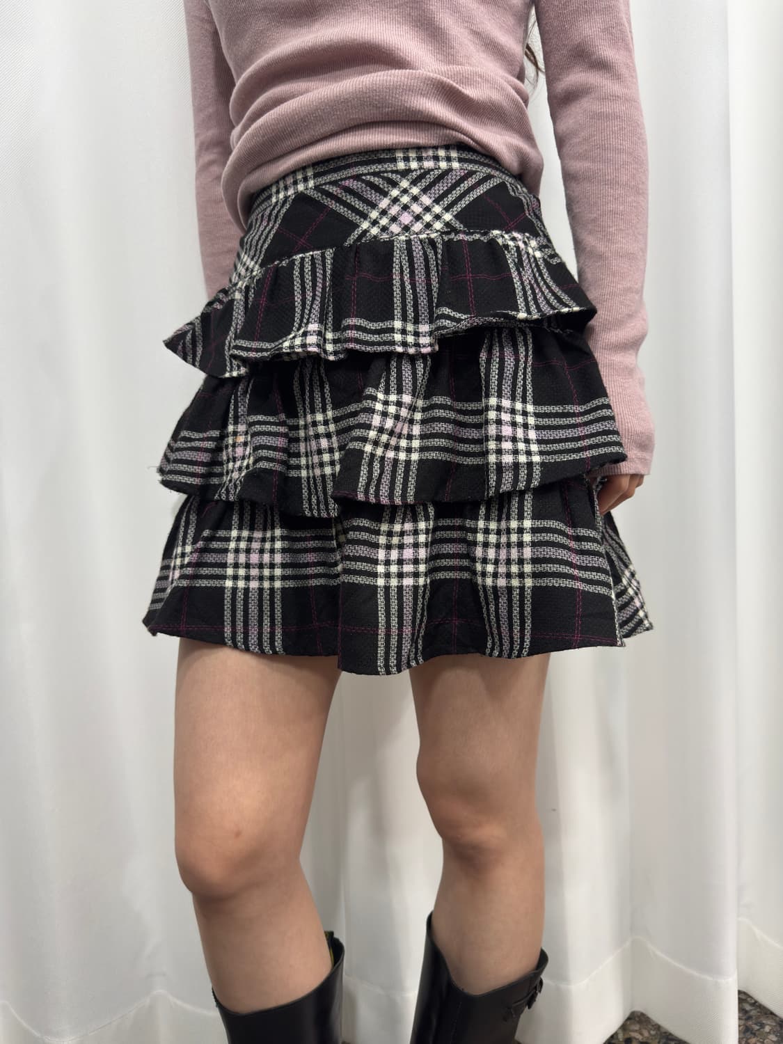 kumikyoku check frill layered skirt 상품이미지1