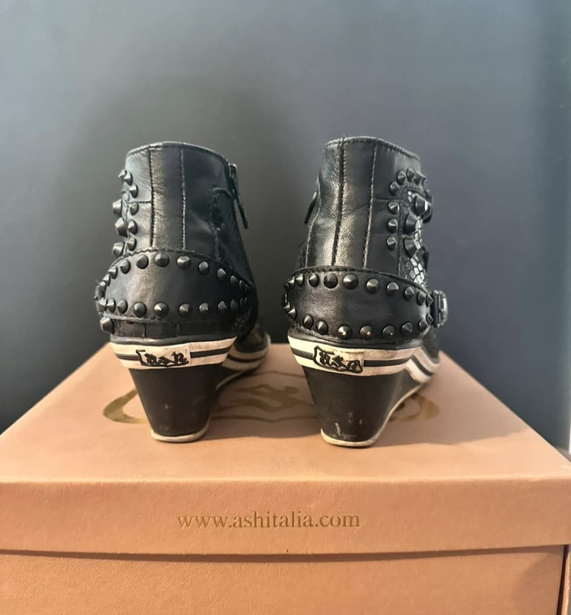 ASH 웨지힐 가죽 앵클 부츠38 상품이미지4