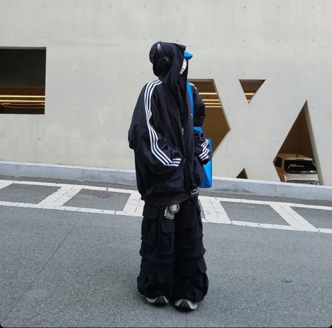 발렌시아가 아디다스 포플린 후드 자켓 블랙 후디 점퍼 집업 상품이미지8