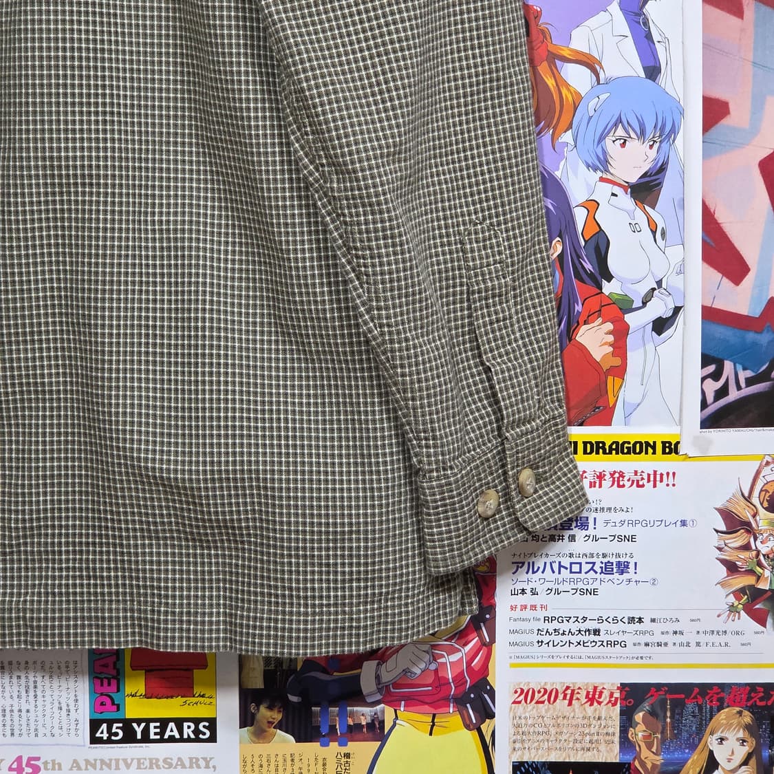 JPN 잔체크 그린 카키 셔츠 집업 상품이미지7