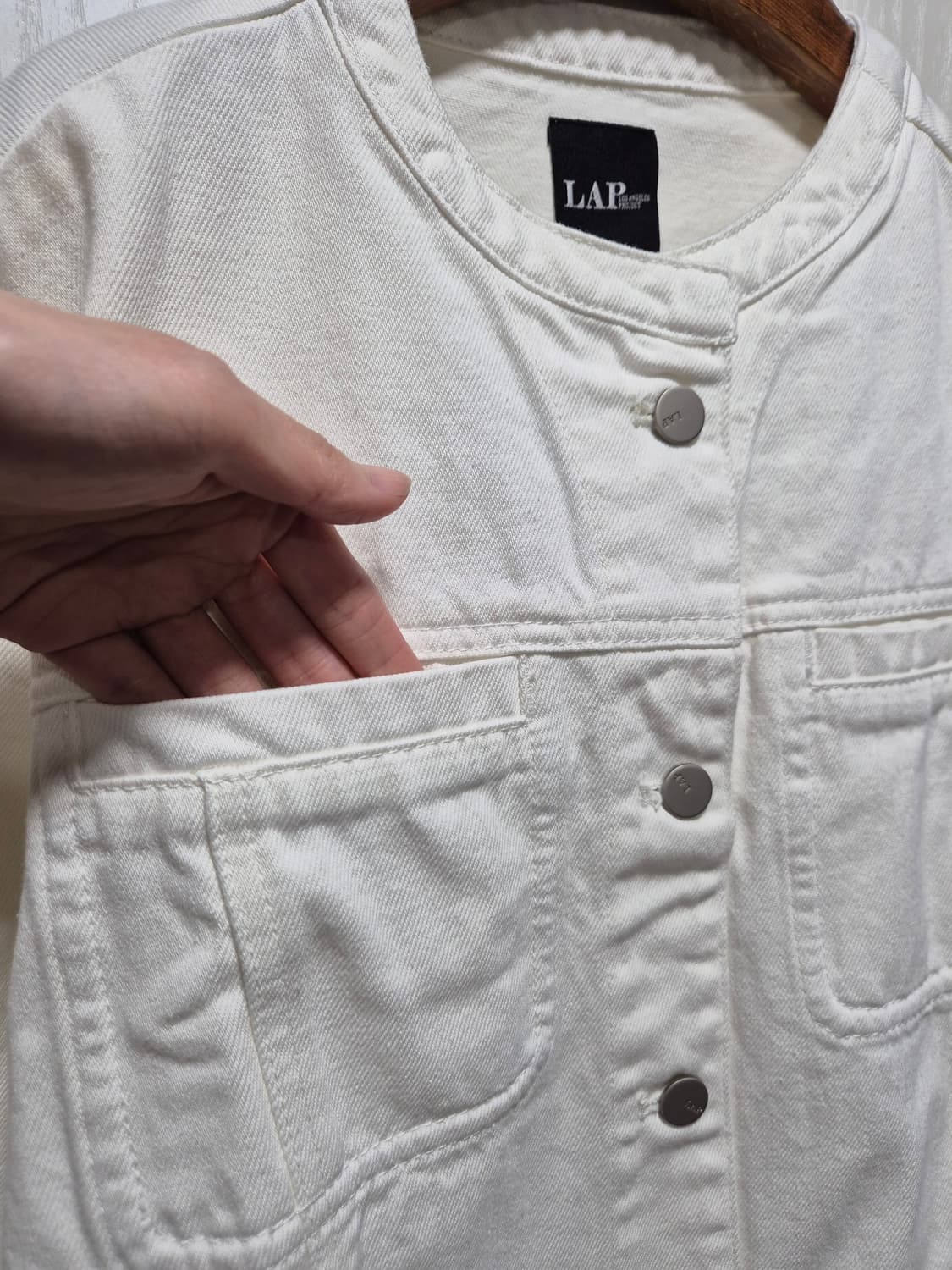(타임세일)(새상품)LAP 숏 데님 자켓 아이보리 상품이미지4
