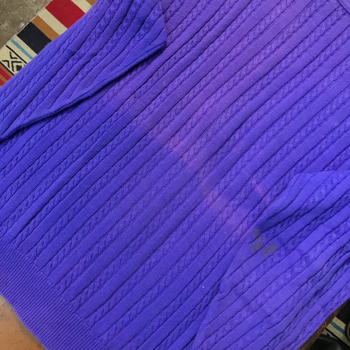 버버리 잉글랜드 네이비 퍼플 퓨어 코튼 케이블 금장 가디건 남성 110  상품이미지6