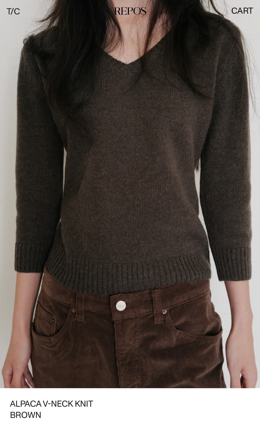 ALPACA V-NECK KNIT BROWN (M사이즈) 상품이미지5