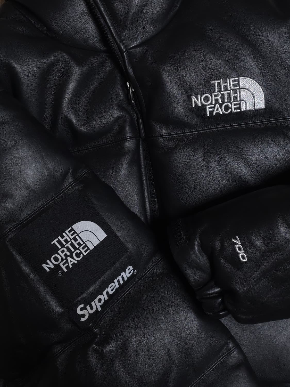 [M] 슈프림 노스페이스 레더 눕시 패딩 블랙 상품이미지3