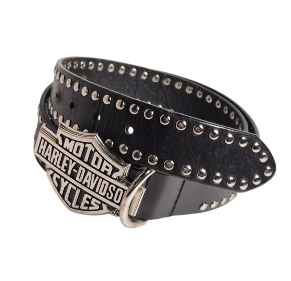 HD) 할리 데이비슨 모터사이클 로고 스터드 레더 벨트 상품이미지2