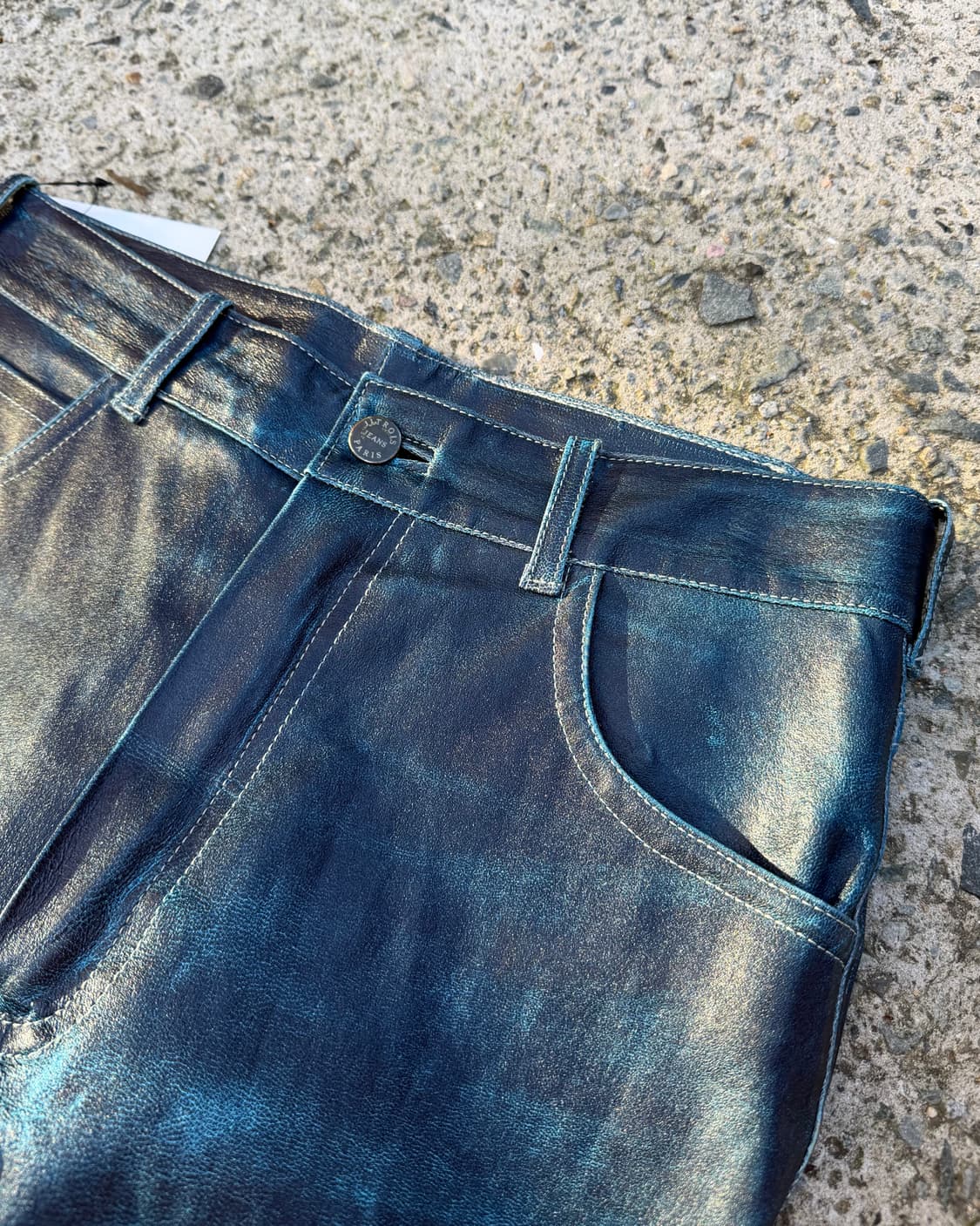 Jean-Claude Jitrois 인디고 레더 팬츠 상품이미지3