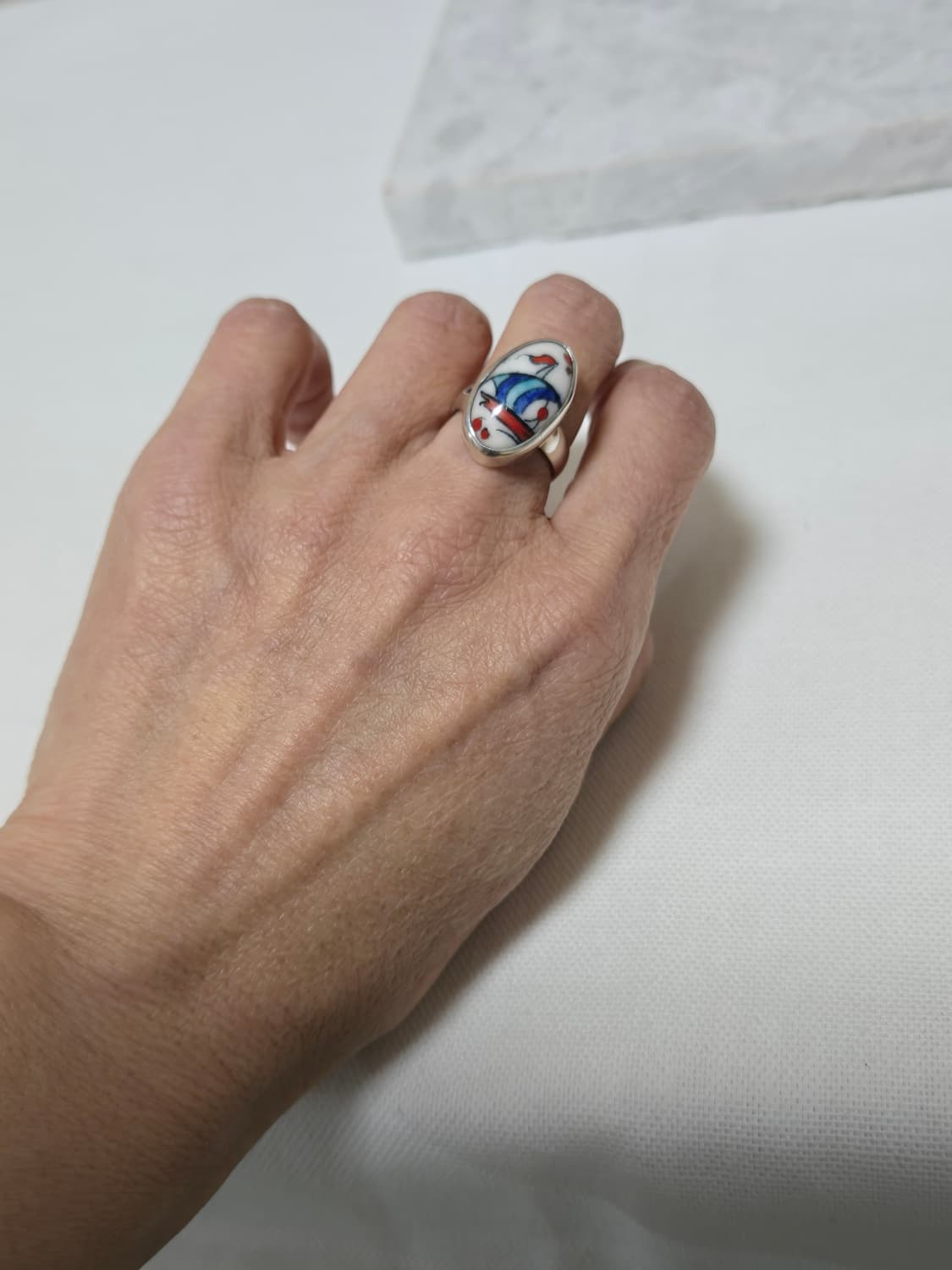 빈티지 925 실버 세일링 보트 아트 링 · 핸드페인팅  상품이미지6