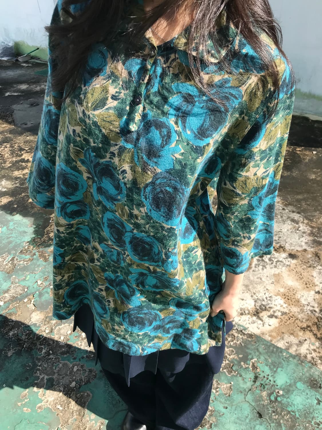 빈티지 블루 로즈 원피스 상품이미지2