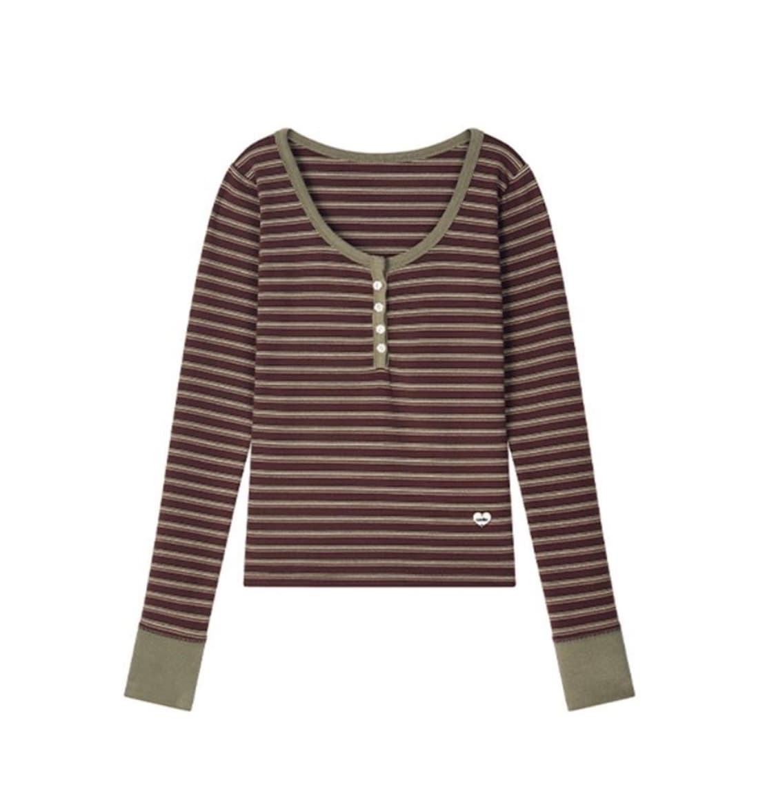 에즈이프캘리 stripe button t-shirt brown 상품이미지1