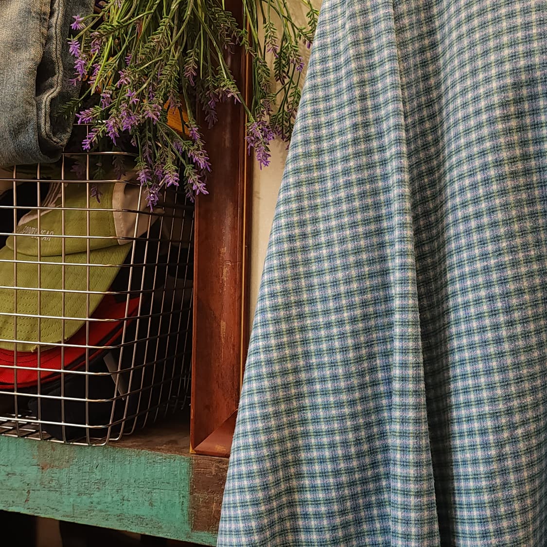 60s 프랑스 워크셔츠 가드너 빈티지 셔츠 그린 퍼플 롱 튜닉 셔츠 xl 상품이미지6