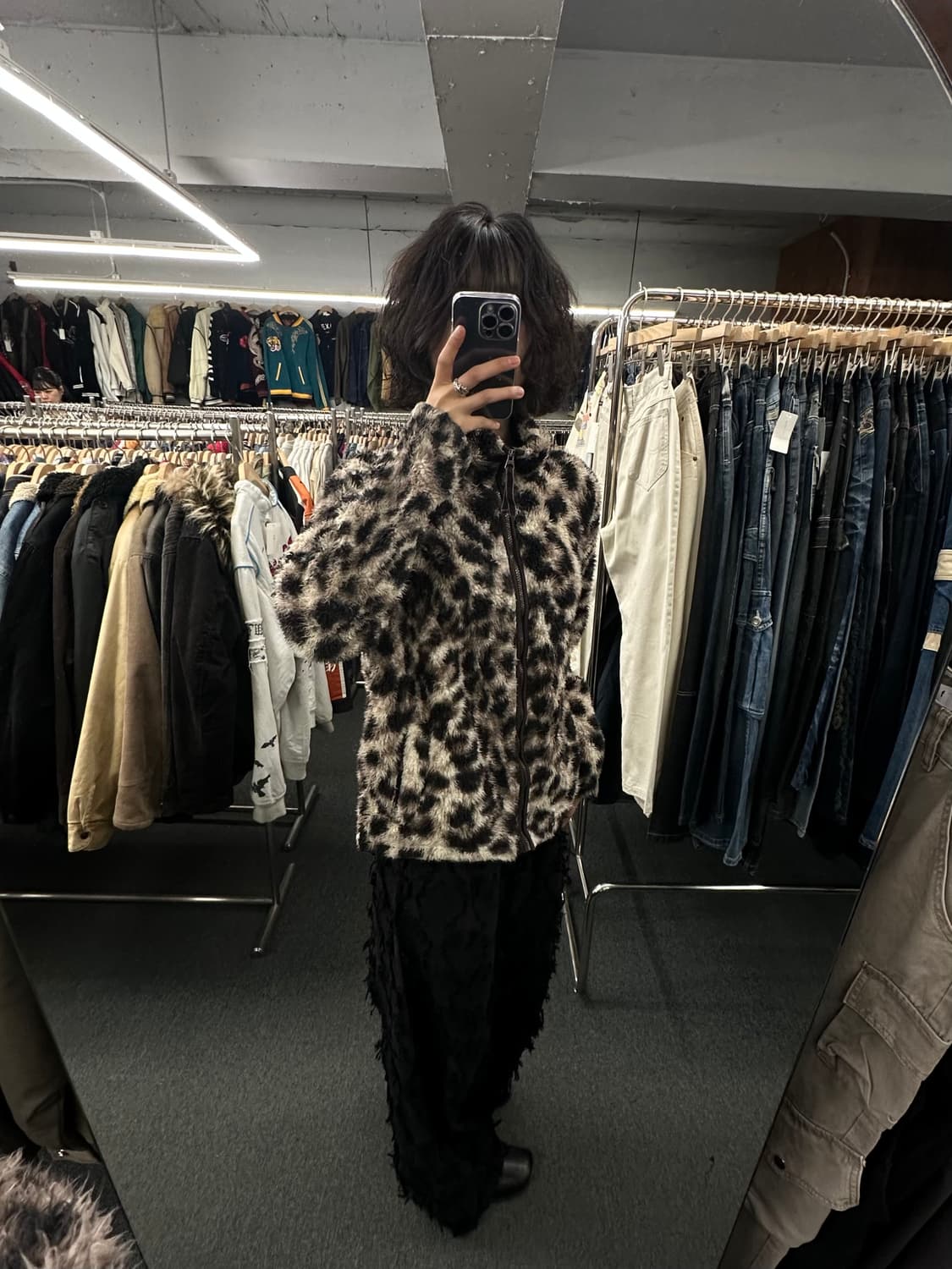 L)재패니즈 빈티지 Cozy 레오파드 셰르파 집업 상품이미지2