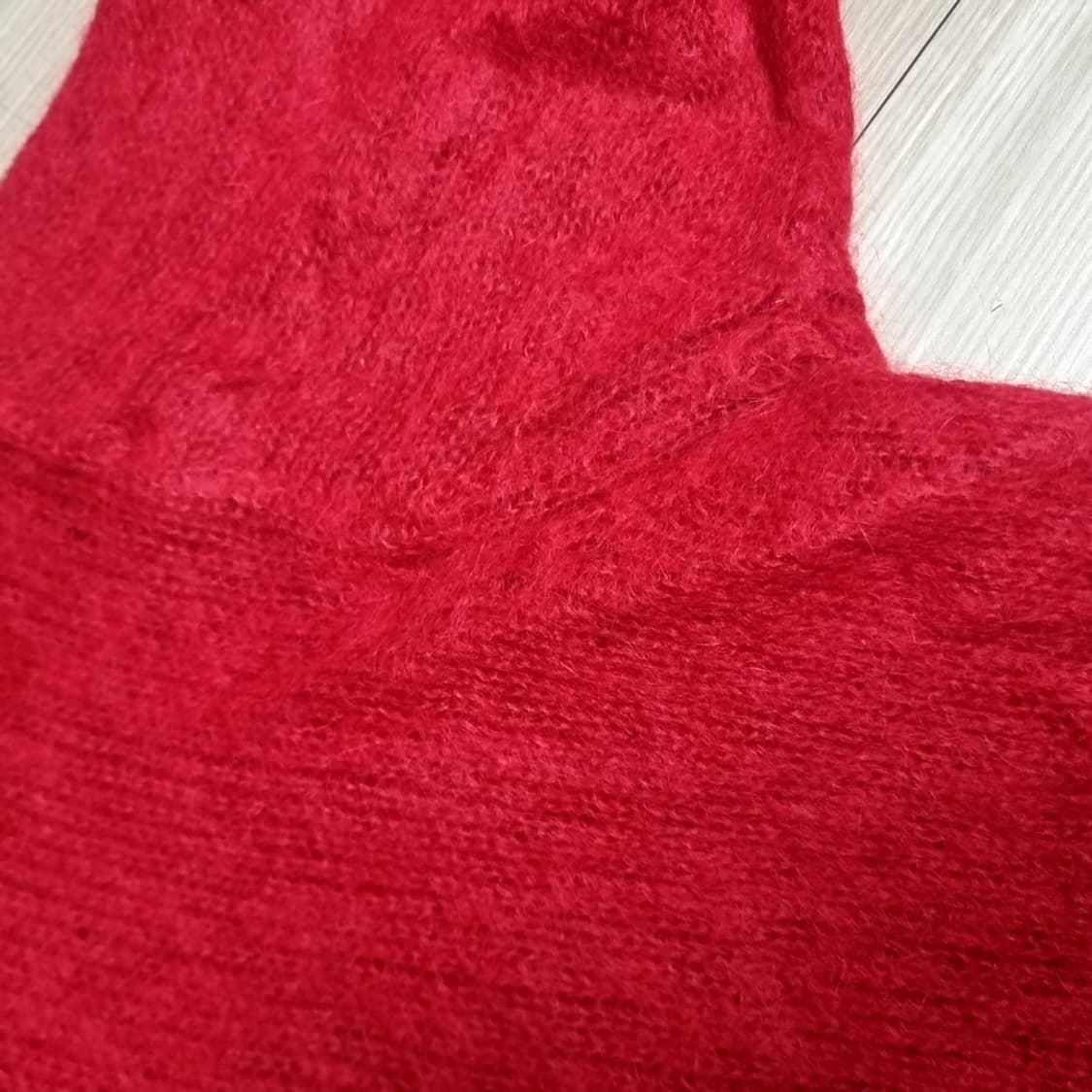 90s 빈티지 레드 모헤어 니트 헨리넥 스웨터(105) 상품이미지4