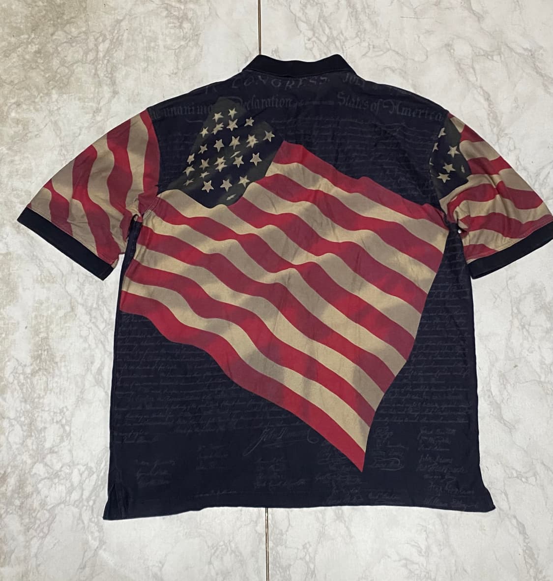 미국 성조기 빅사이즈 오버핏 반팔 카라티 상품이미지4