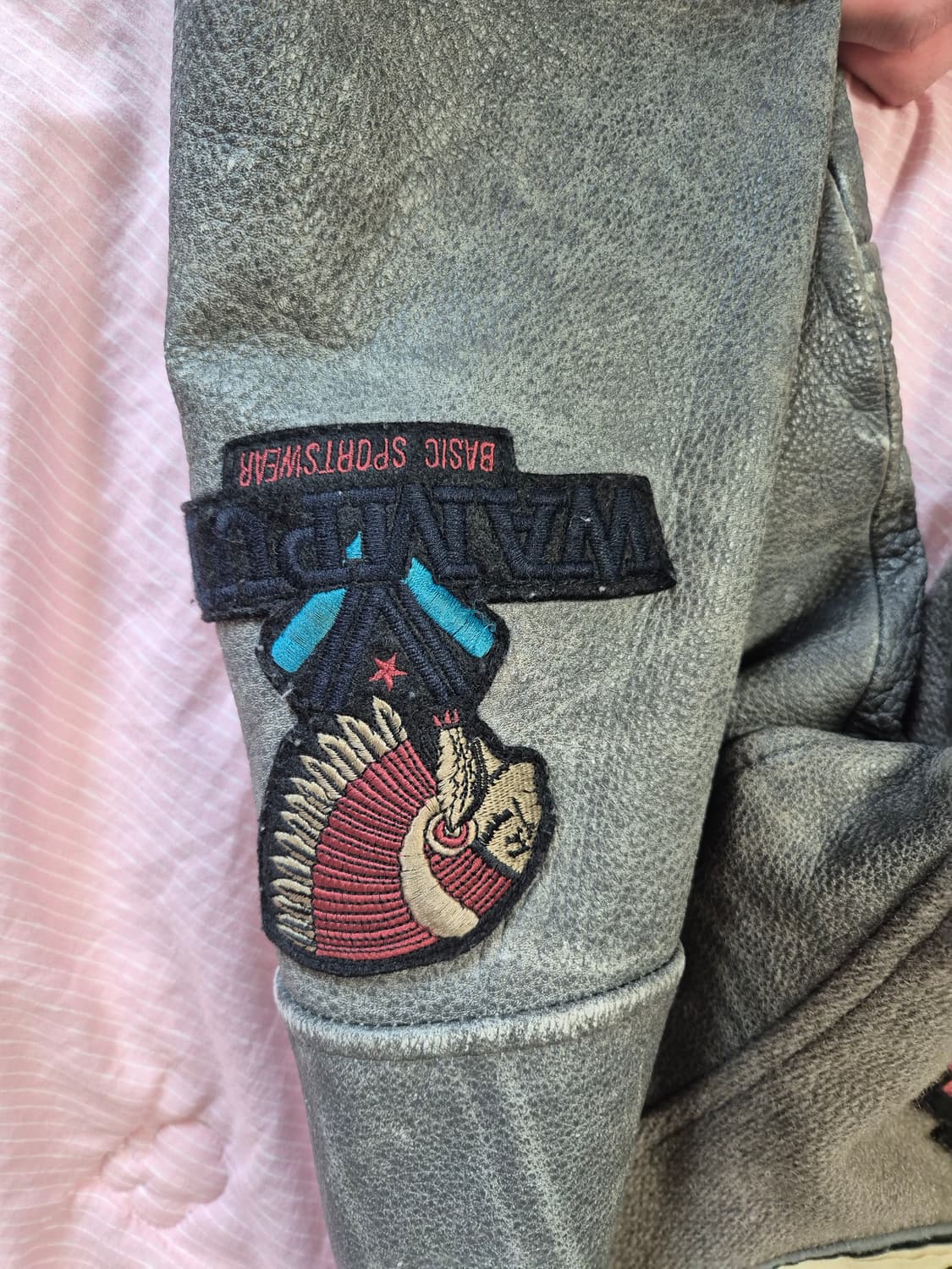 90s 맥그리거 나바호 레더 바시티 자켓 L 상품이미지7