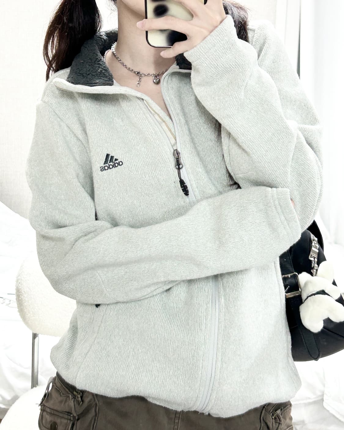 아디다스 자수로고 플리스 집업 상품이미지3