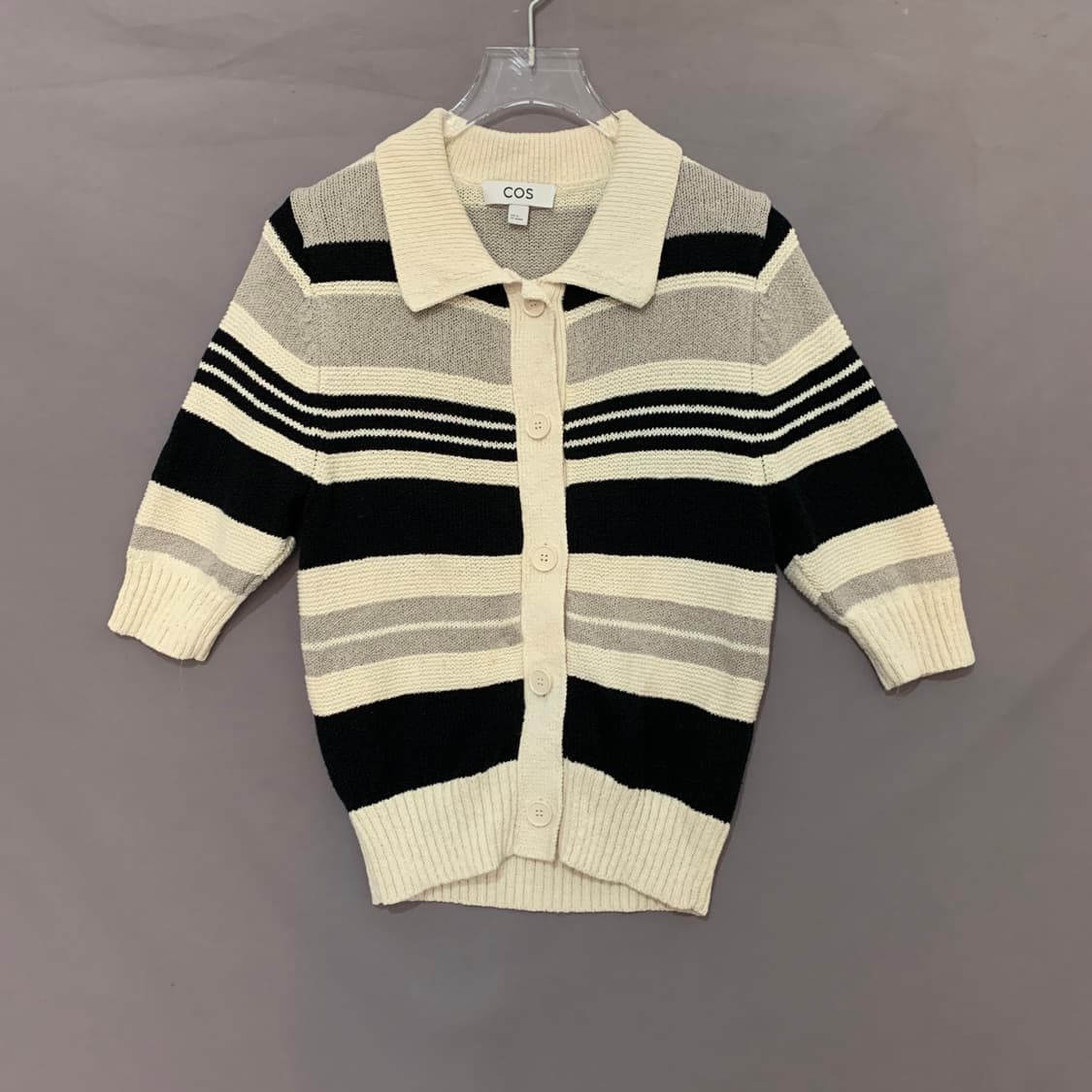 XS COS 코스 쇼트 슬리브 스트라이프 반팔 가디건 상품이미지2