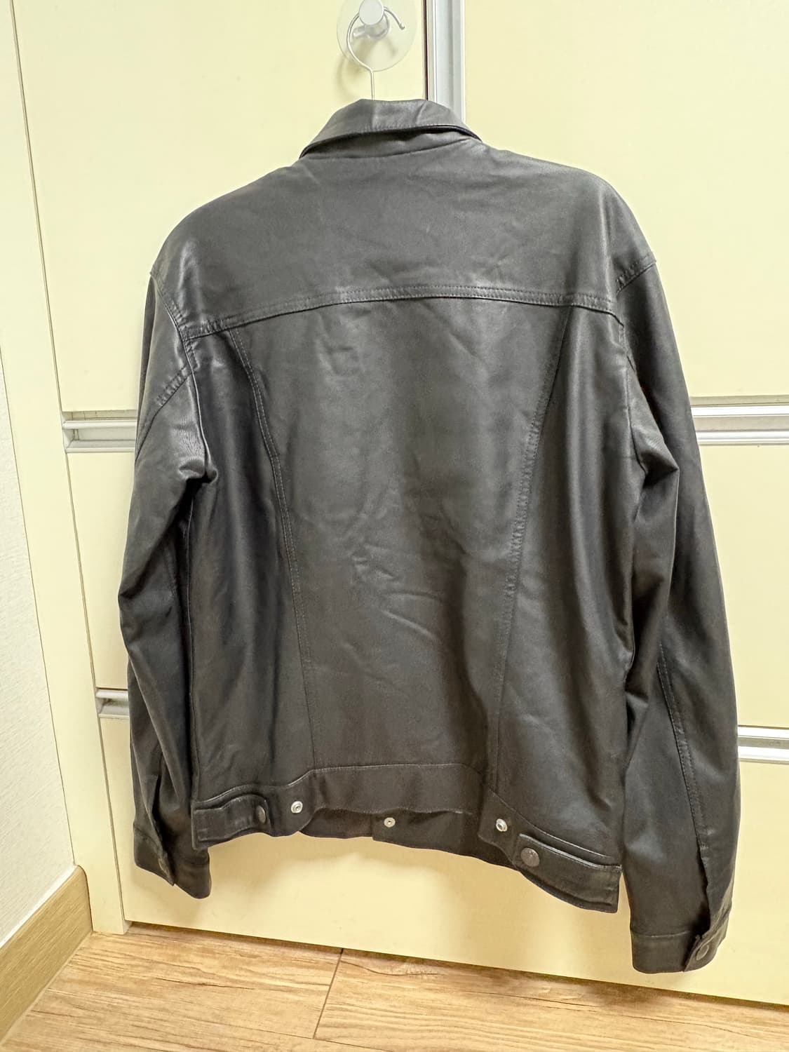 리바이스 블랙 레더 트러커 자켓 상품이미지2