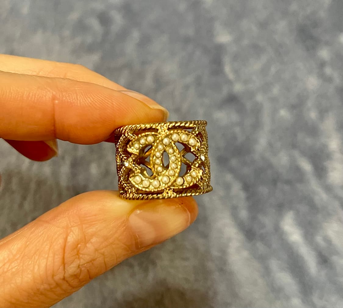 chanel 샤넬 빈티지 CC 펄 로프 메쉬 와이드 링 /54호 상품이미지2