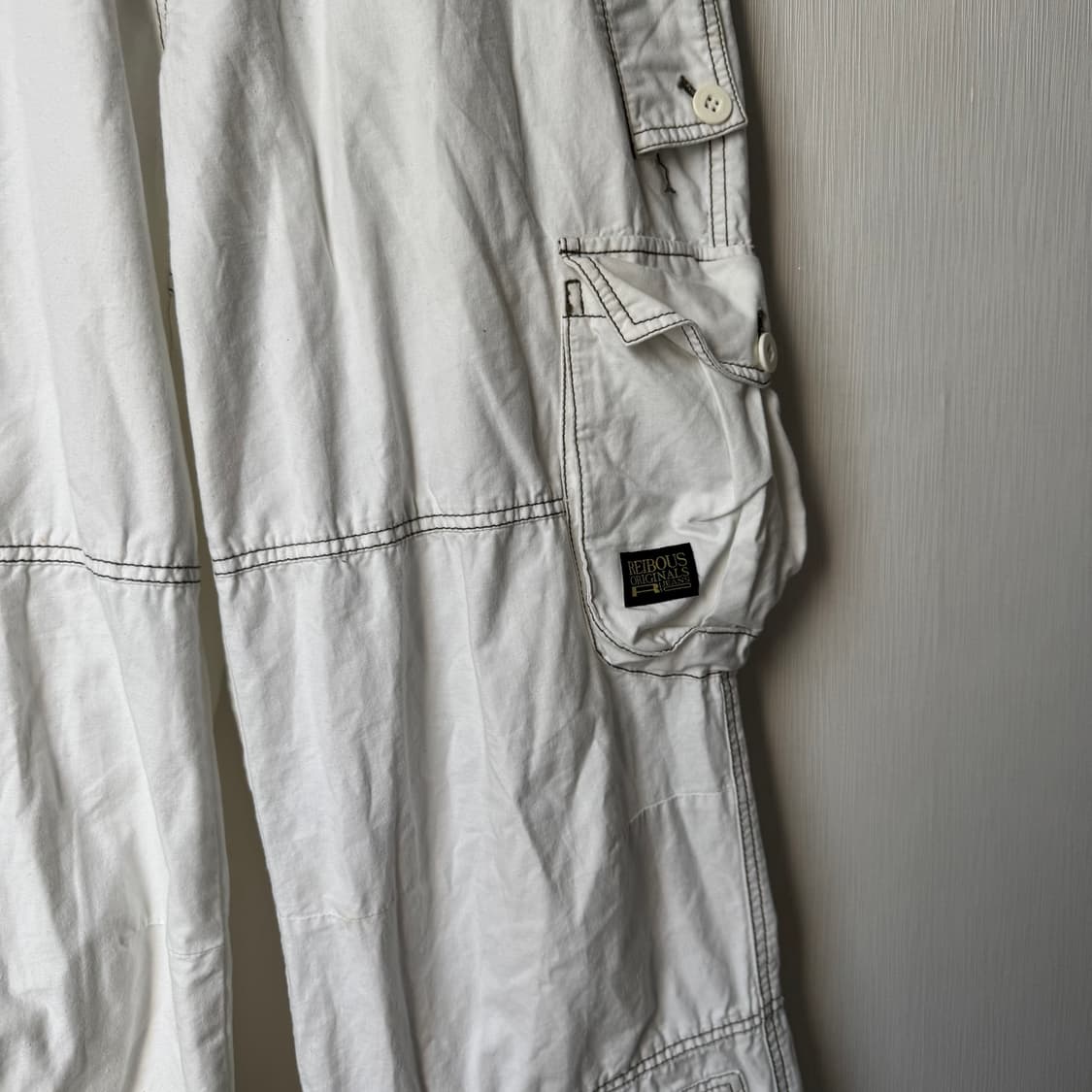 펑크 락시크 갸루 y2k 화이트 포켓디테일 벌룬팬츠 카고팬츠 상품이미지2