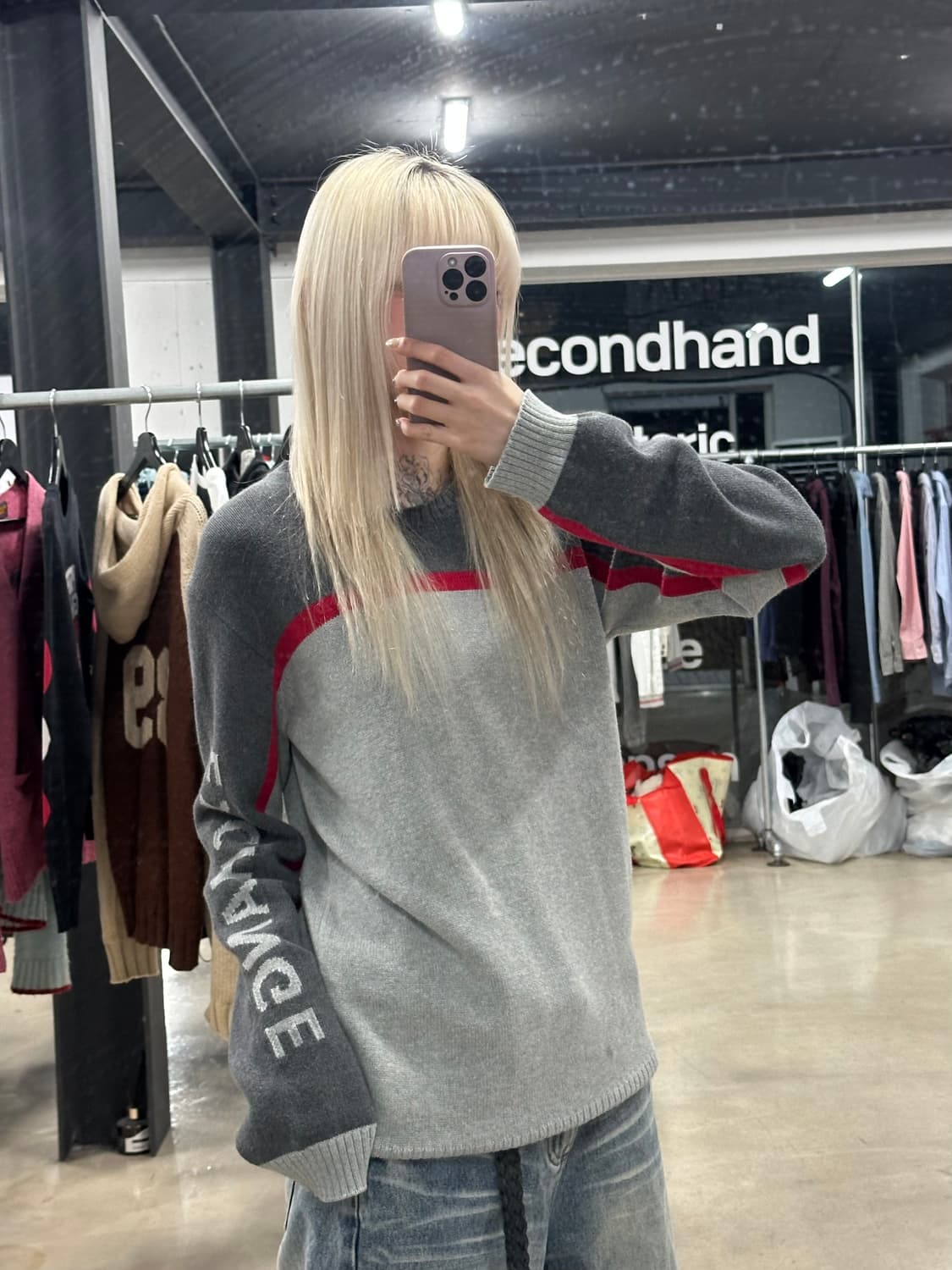 아르마니 익스체인지 로고 배색 니트 스웨터 상품이미지1