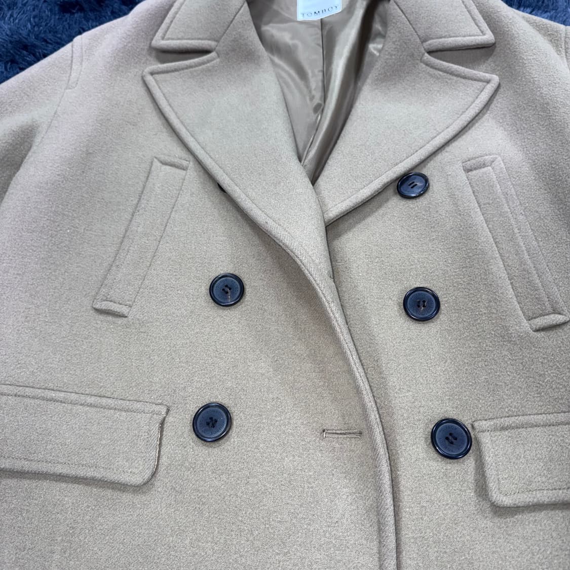 투티/0088 톰보이 베이지 더블버튼 롱 코트 상품이미지6