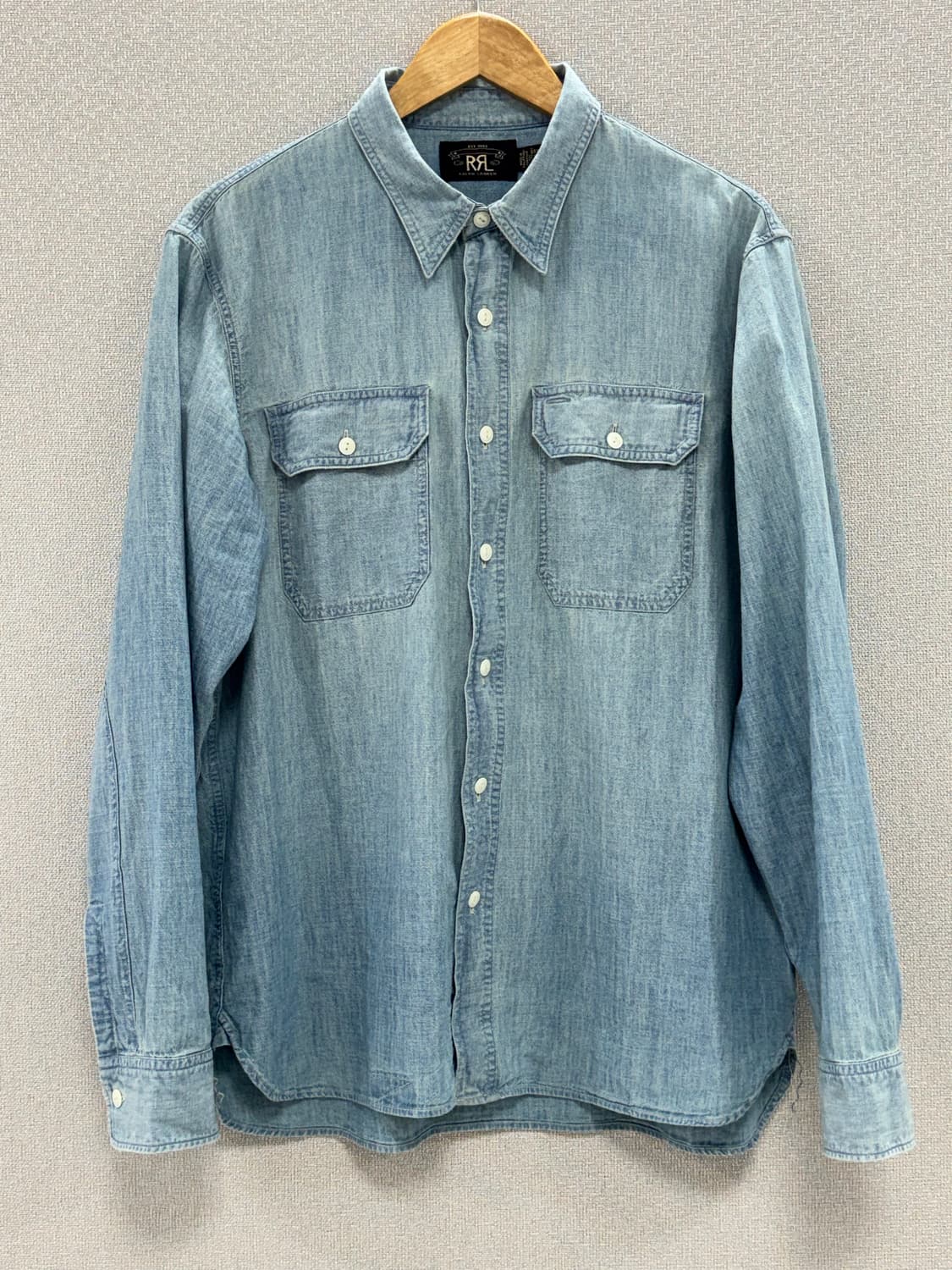 더블알엘 인디고 샴브레이 워크셔츠 / L 상품이미지1