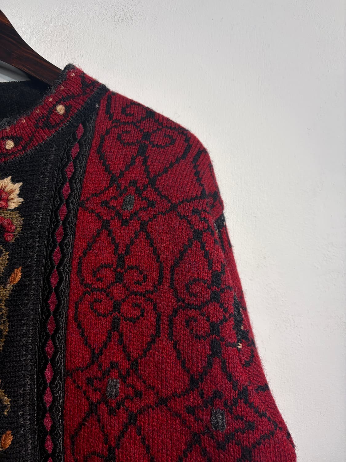 [M] Shetland 울 100% 자수 노르딕 니트 가디건 M 상품이미지5