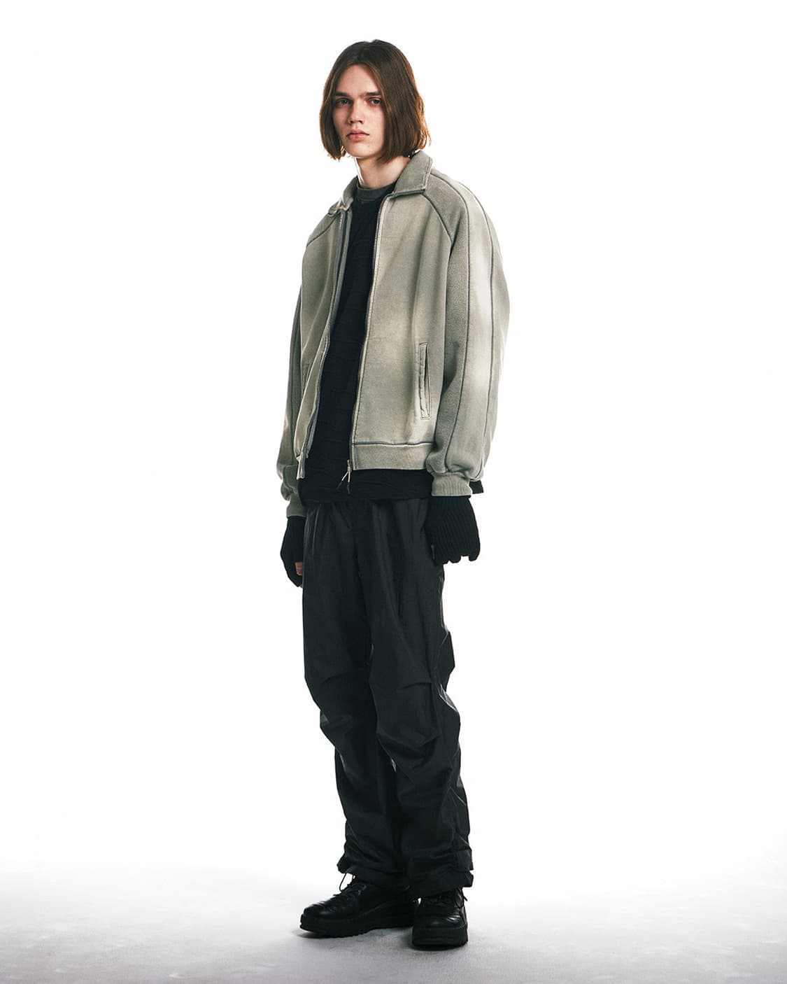 언어펙티드 다이드 스탠드 카라 집업 스웨트 상품이미지3