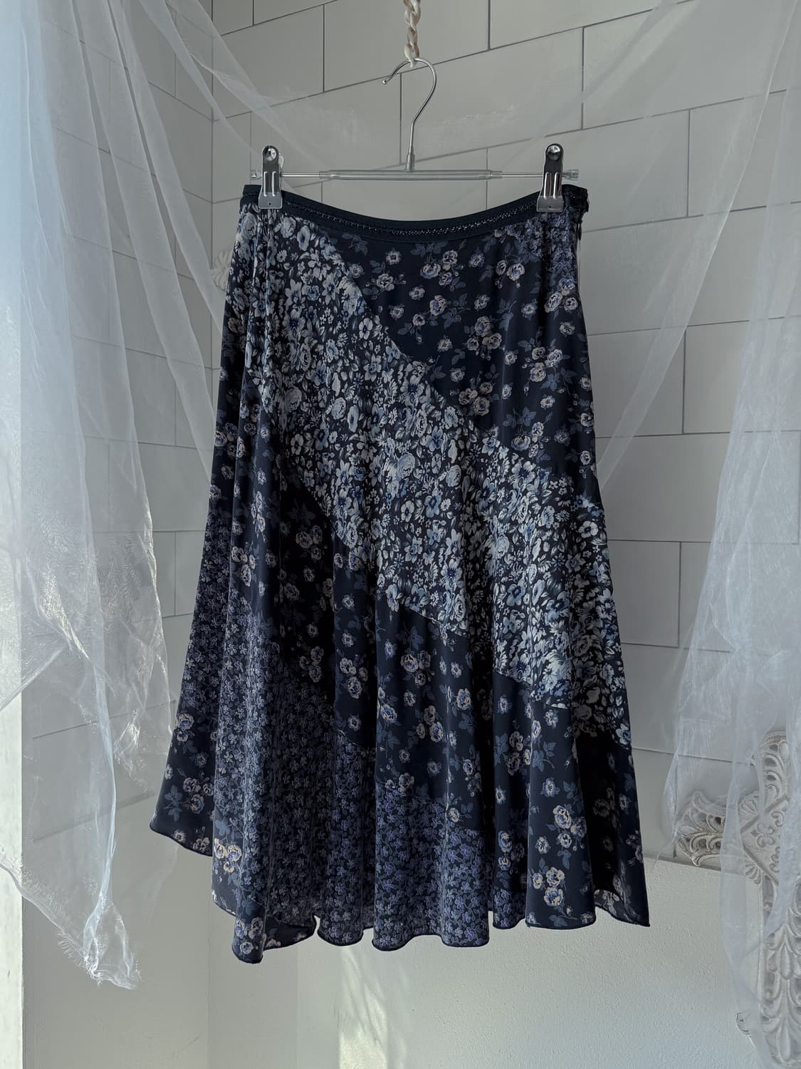 100% Silk Floral Unbalanced Skirt 0320 상품이미지1