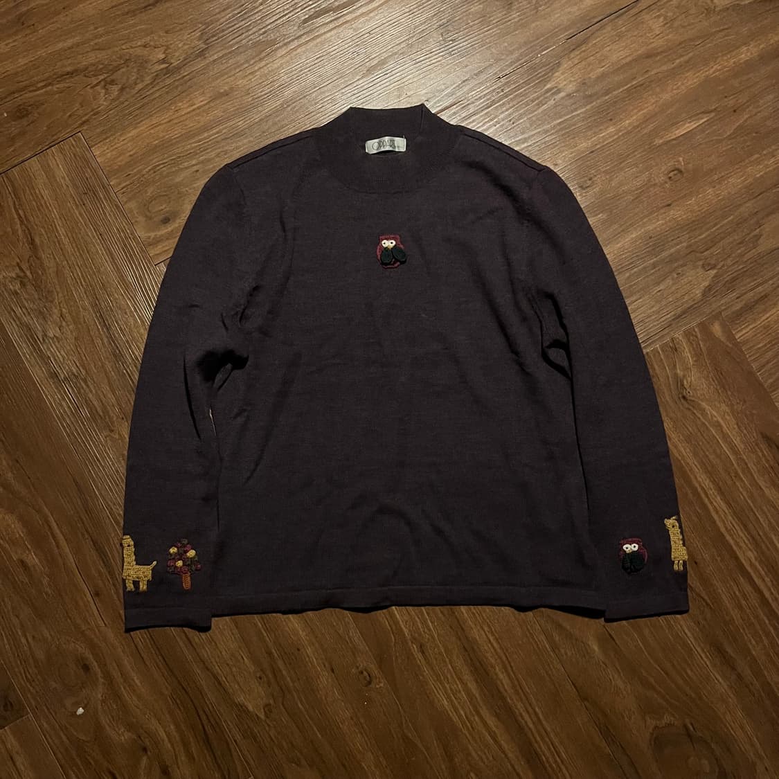 프랑스 자수 울 100% 퍼플 니트 m 상품이미지2