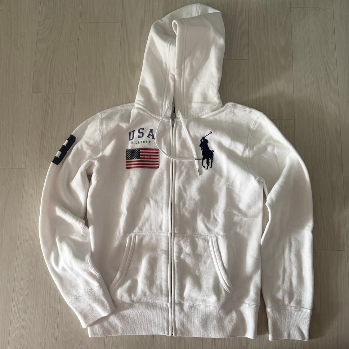 대장 폴로 랄프로렌 빅포니 성조기 USA 화이트 희귀 후드집업 상품이미지1