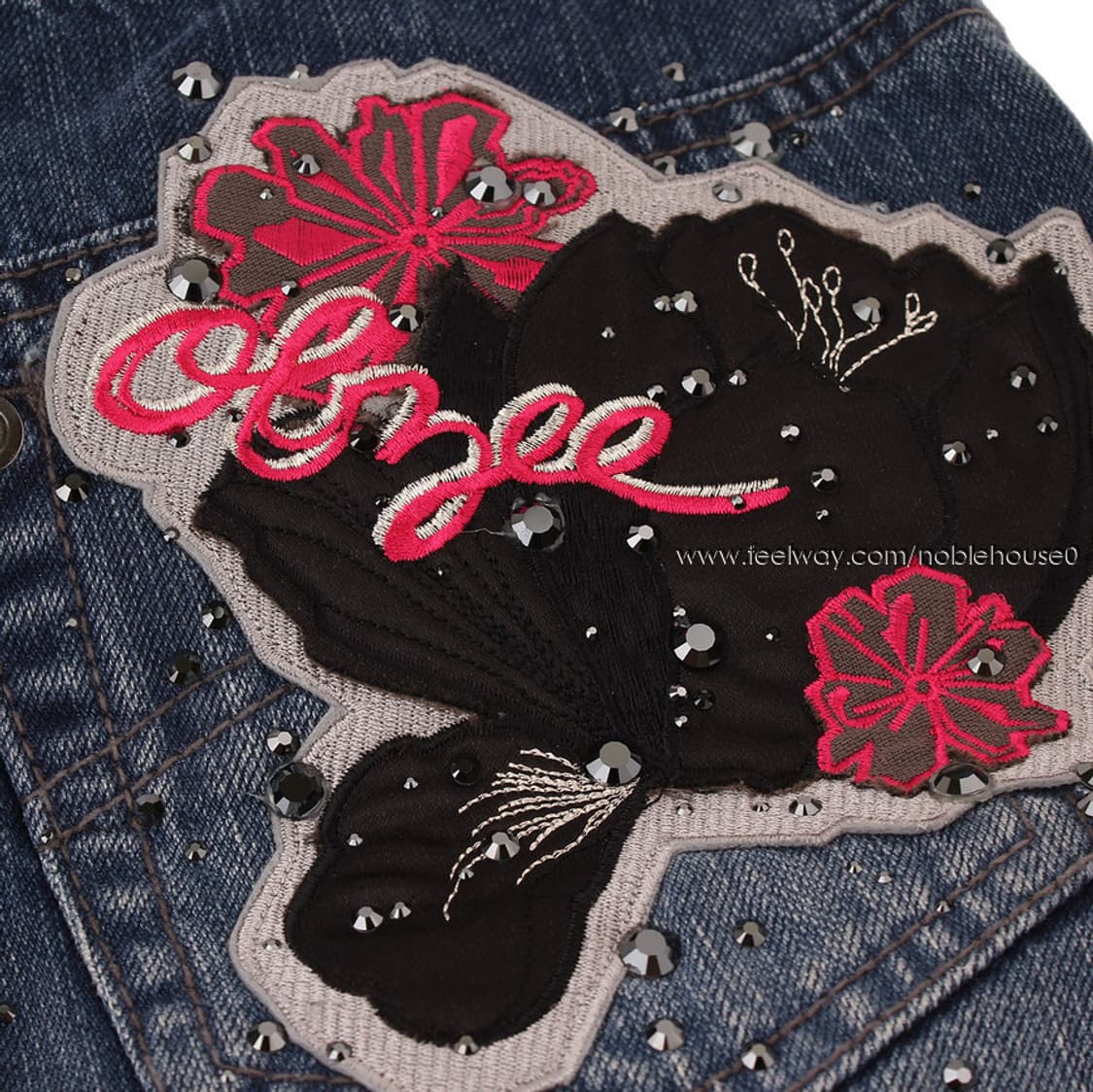 오브제 데님 비즈 미니스커트 44 상품이미지4