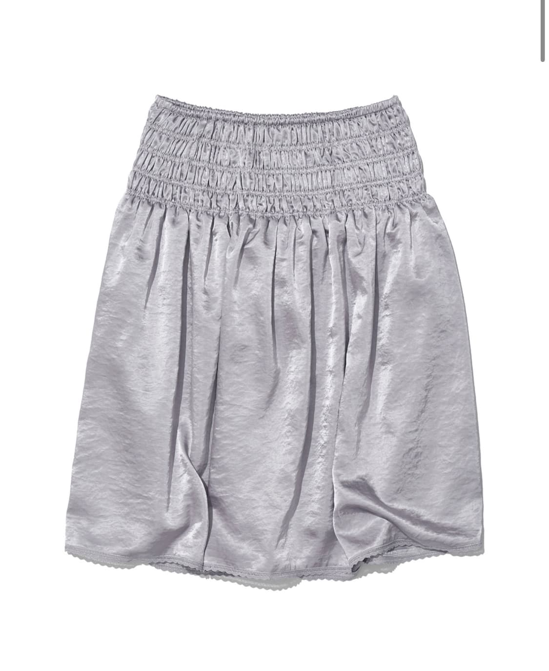 LACE TRIM SMOCKING MIDI SKIRT_GREY 상품이미지1