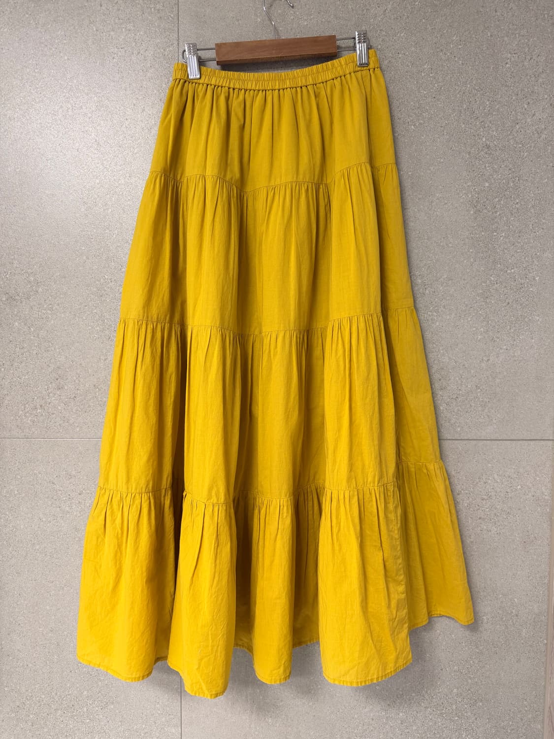 노란색 캉캉 롱 스커트 5단 머스타드 상품이미지2