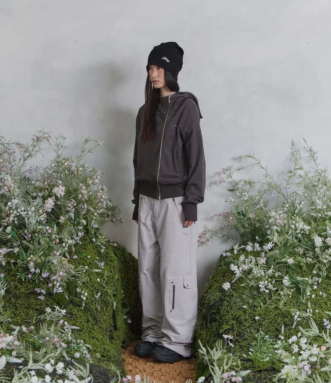 탄산마그네슘 송이송이 혼 아플리케 사이드 지퍼 후드집업 상품이미지4