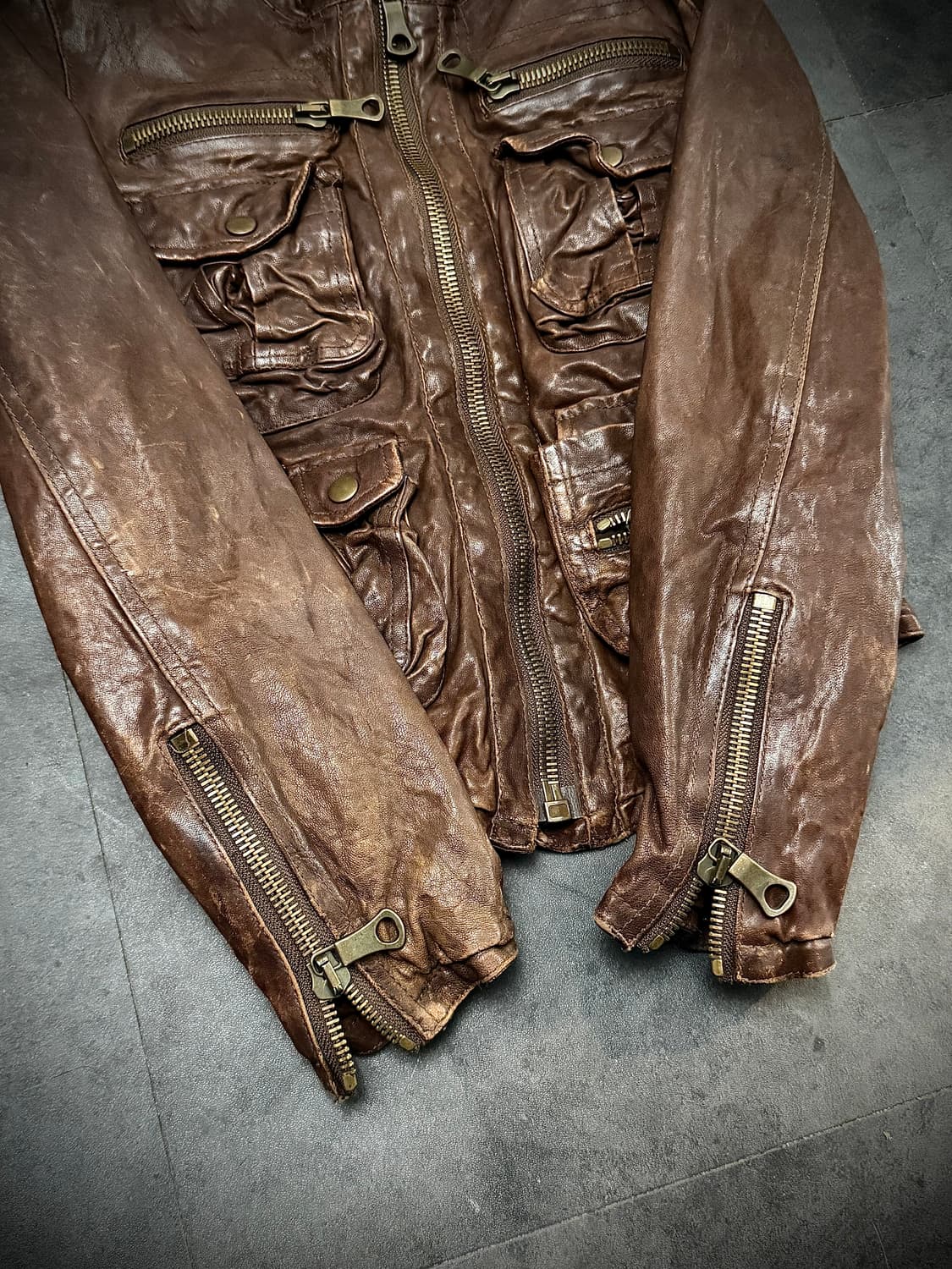 Pocket detail real leather jacket 상품이미지3