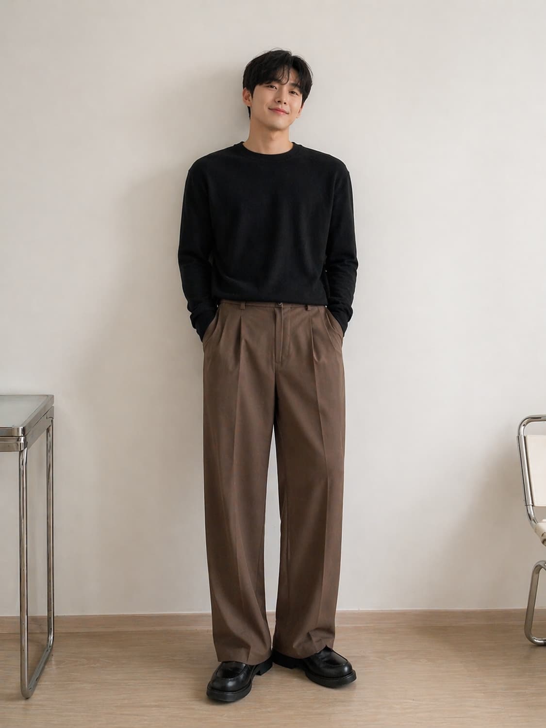 무신사 스탠다드 와이드 핀턱 슬랙스 모카브라운 (새상품급  31) 상품이미지1