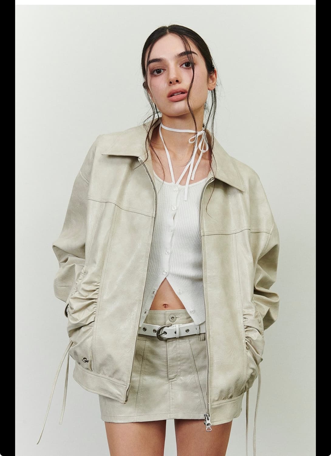  페인오어플레져 레더스커트 베이지CIELO MINI SKIRT beige 상품이미지2