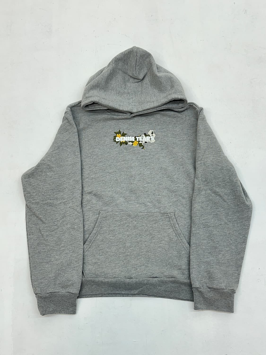 데님 티어스 자수 플로럴 후드 그레이 상품이미지1