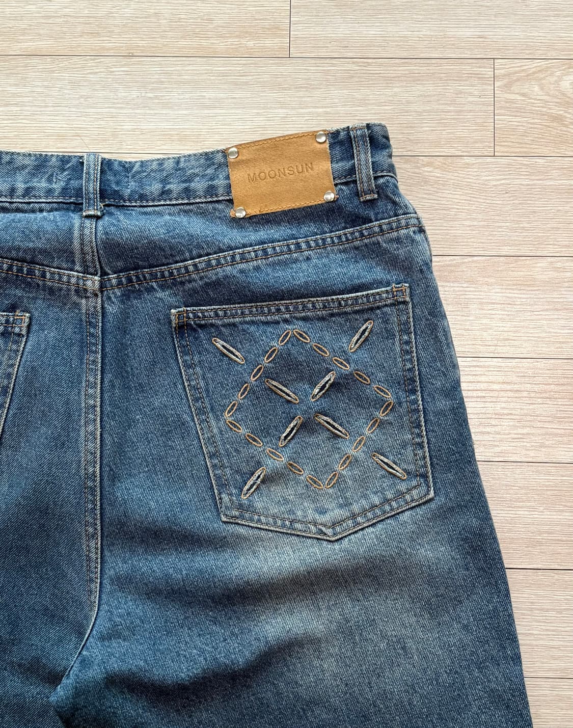 (L) 문선 아가일 홀 포켓 스트레이트 팬츠 인디고 미디움 워시 상품이미지8